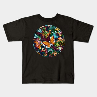 Colorful butterflies and flowers ornament Kids T-Shirt